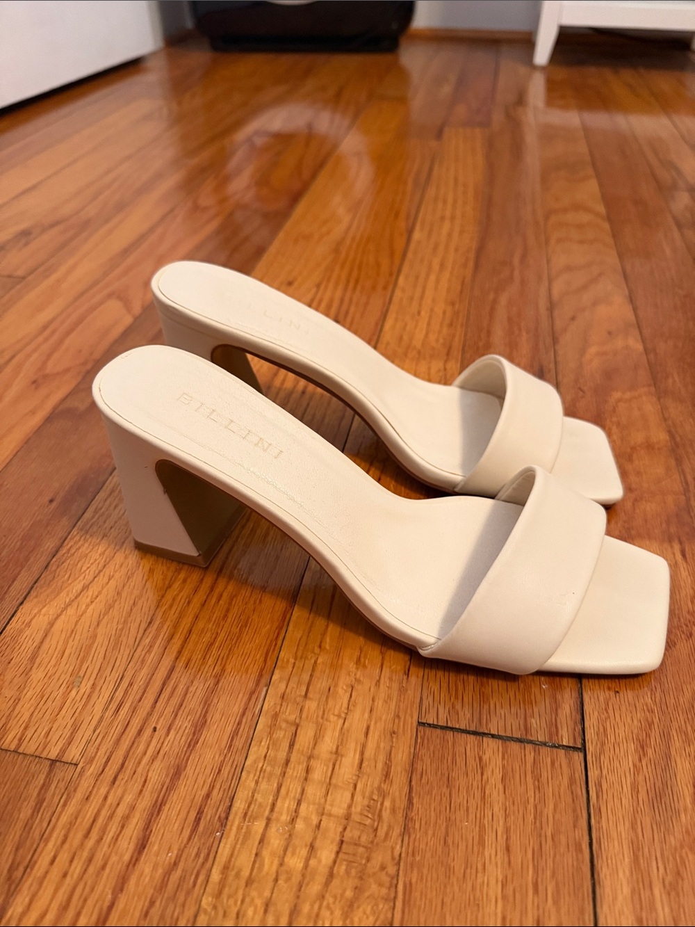 Billini Cream Square-Toe Block Heel Mules